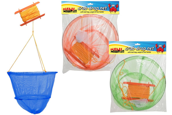 Crab Drop Net with Bait Bag - Neon Colors, Durable Fishing Gear