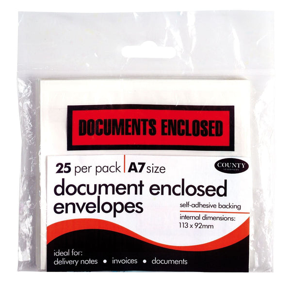 Document Enclosed Envelopes - COUNTY 25 Pack C232
