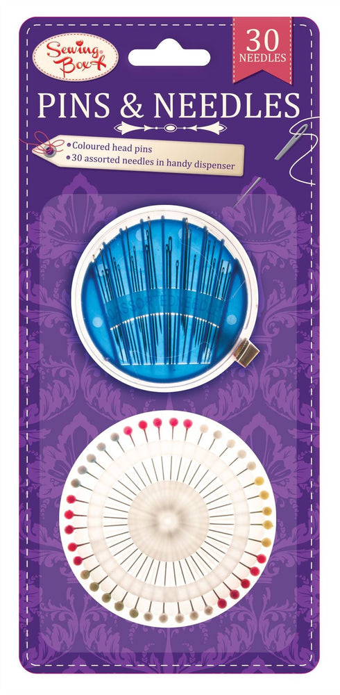 SEWING BOX ASSORTED COLOURED PINS & NEEDLES SET 30/PK. KC69-36