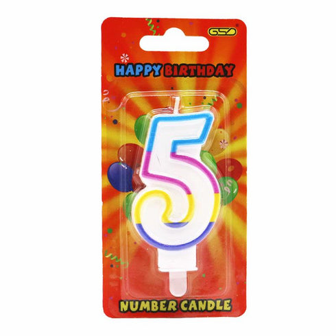 Rainbow Number 5 Candle for Birthday Parties - GSD5