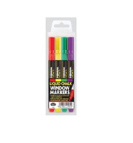 Liquid Window Markers - 4 Coloured Chalk C826 Set