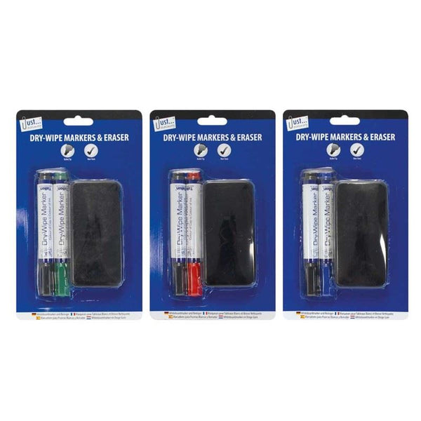 JUST STATIONERY WHITEBOARD MARKERS & ERASER SET. TA6342