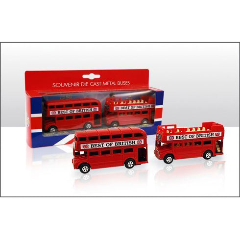 London Bus Toy - Die Cast Pull Back Red Open Top Bus Set EL66756