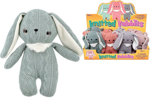 Knitted Bunny Toy - Assorted Colour Soft Rabbits 14cm TY1420