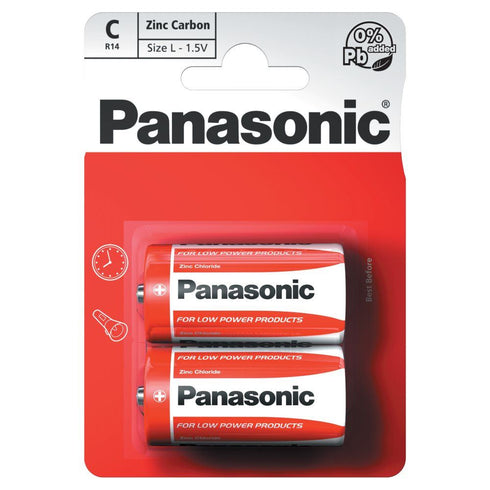 Panasonic Zinc Batteries - C R14R 2 Pack for Reliable Power