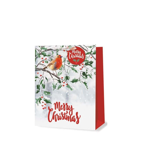 TALLON CHRISTMAS TRADITIONAL ROBIN LARGE GIFT BAGS 34 X 26CM. TAX9270A