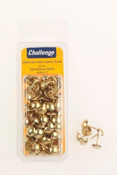 Upholstery Nails 10mm - Brass Plated, 75 Pack FS40271