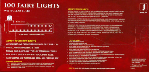 100 SHADELESS CLEAR FAIRY LIGHTS. BML75220