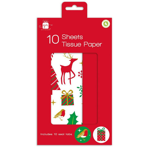 GIFTMAKER CHRISTMAS ICON & RED TISSUE PAPER 10/PK. XAPGA102
