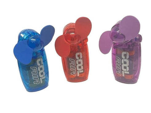 STATUS 2.5 INCH HAND HELD MINI FAN ASSORTED COLOUR WITH BATTERIES. MIXCHHFANSX12