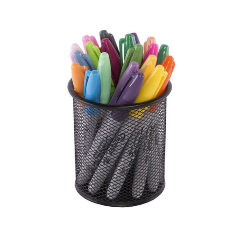 Metal Mesh Pen Holder - Sleek Black Desk Organizer JL3599