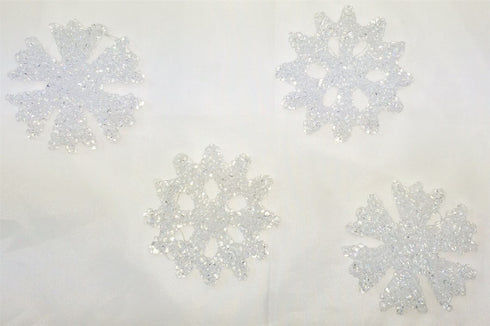 4 CHRISTMAS TREE ROOM DECORATIONS FROSTED SNOWFLAKES ORNAMENTS PARTY. PM451916