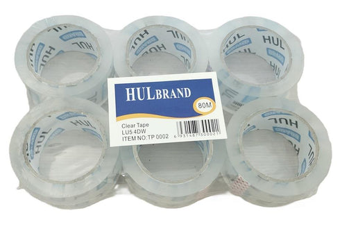 HUL CLEAR PACKING TAPE 48MM X 80M 6/PK. TP0002