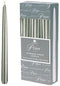 PRICES 10 INCH METALLIC SILVER DINNER CANDLES 10 PK WRAPPED. VW101030