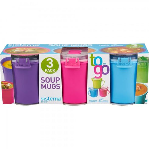 SISTEMA MICROWAVE SOUP MUGS 656ML 3 PACK. 21123