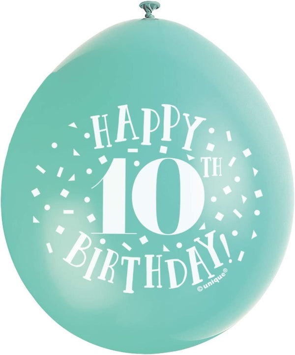 10th Birthday Balloons - Multicolour Pack of 10 | UNI56044