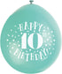 10th Birthday Balloons - Multicolour Pack of 10 | UNI56044