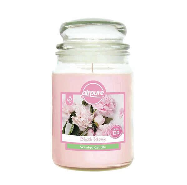 AIRPURE BLUSH PEONY SCENTED JAR CANDLE 510G UP TO 120HRS. 18OZ301