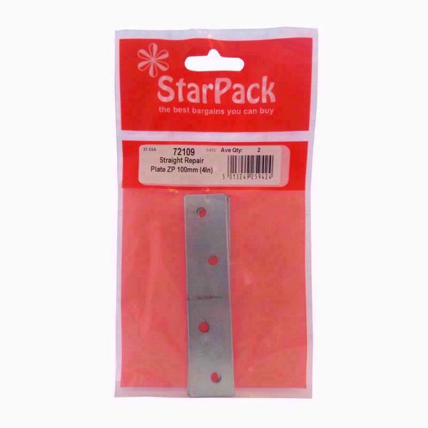 Repair Plate Straight BZP 100mm - STAR PACK 72109