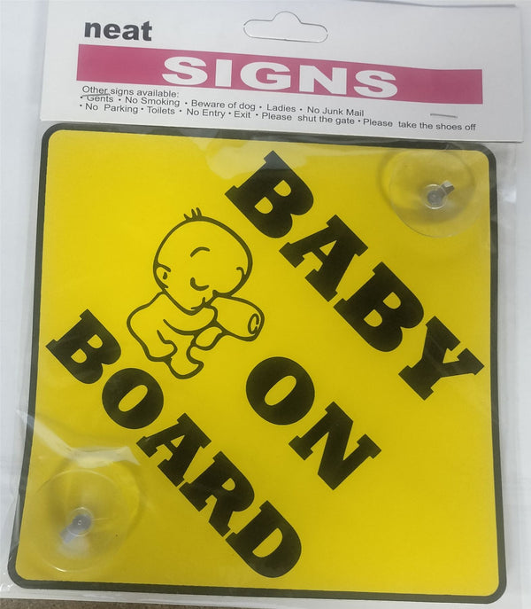 Baby on Board Sign - NEAT 15x15cm Safety Notice JL2243