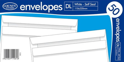 Self Seal Envelopes - COUNTY DL White 50 Pack C503
