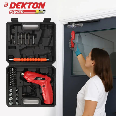 DEKTON 2 IN 1 3.6V CORDLESS SCREWDRIVER DRILL SET WITH RECHARGEABLE BATTERY. DT600015