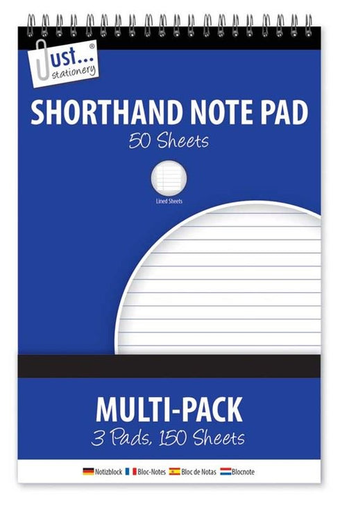 JUST STATIONERY SHORTHAND NOTEBOOK 50 SHEETS 3/PK. TA3252