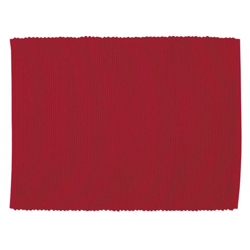 Christmas Table Placemats - Red Ribbed Cotton for Festive Decor