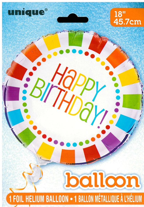 Rainbow Birthday Balloon - Unique 18" Foil Decoration UNI47127