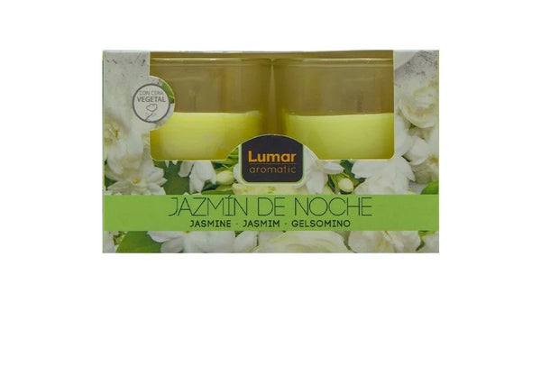 LUMAR AROMATIC JASMINE GLASS CANDLE JAR 2/PK. PS109102