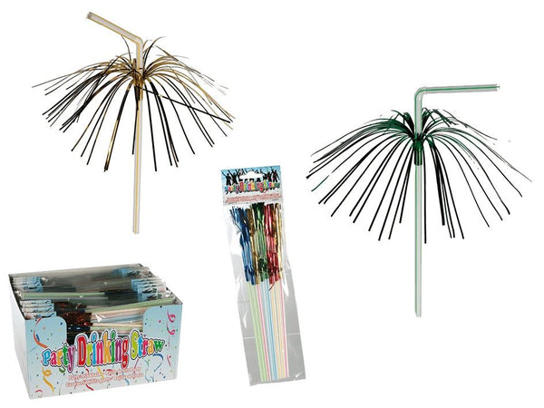 PARTY DRINKING STARW PLASTIC WITH GLITER STRIPS 24CM. OB620975