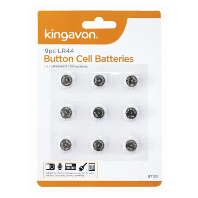 LR44 Button Cell Batteries 9-Pack by KINGAVON - BB-BT133