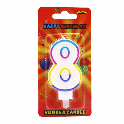 Rainbow Birthday Candle - GSD Number 8 Party Decoration