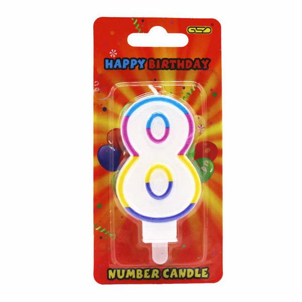 Rainbow Birthday Candle - GSD Number 8 Party Decoration