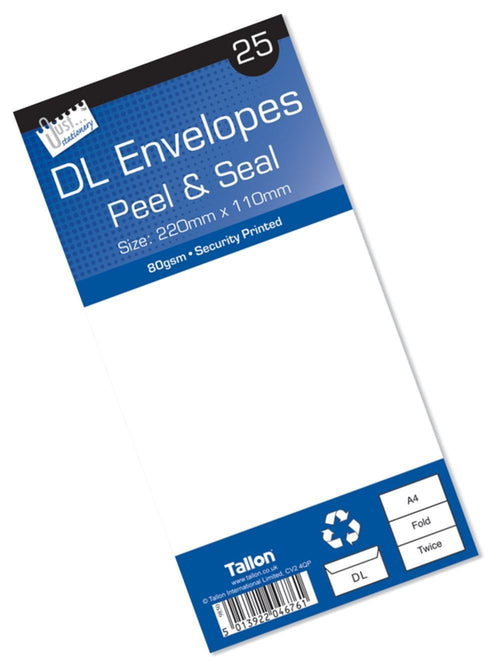 DL White Envelopes 25 Pack - Tallon Peel & Seal 4676