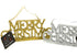 GLITTER MERRY CHRISTMAS HANGING PLAQUE - GOLD XMAS DOOR WALL DECORATION. 451333G
