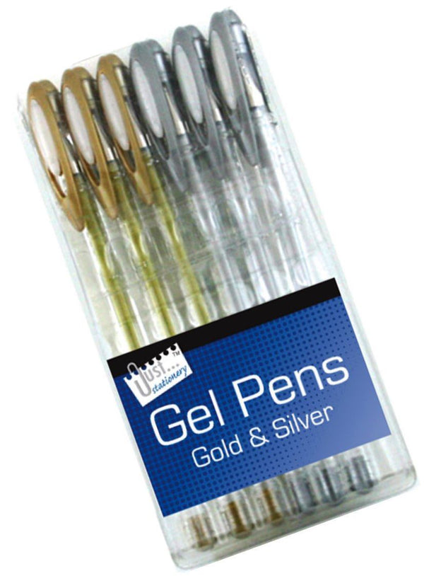 Gold Gel Ink Pens - TALLON SILVER 6 Pack T1224