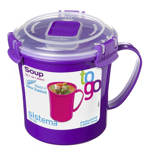SISTEMA KLIP IT SOUP MUG 656ML ASSORTED COLOUR. S21107