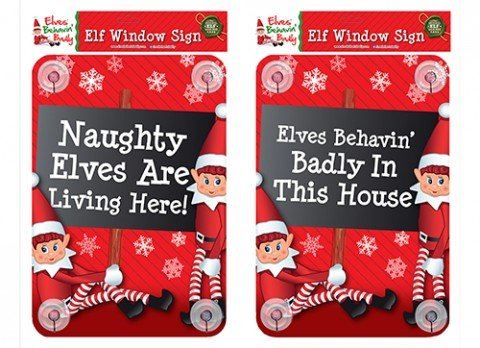NAUGHTY ELVES ARE LIVING HERE WINDOW SIGN STICKER. 524046