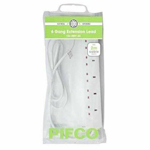 6 Gang Extension Lead - PIFCO 2M Power Strip | PIF2066