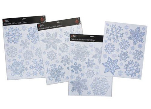 CHRISTMAS WINDOW SNOWFLAKE STICKERS WITH GLITTER ( Z99846 ) 524005. 151265