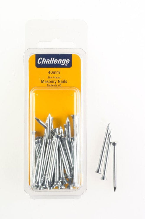 Masonry Nails 40mm - Zinc Plated, Durable 40 Pack FS40276