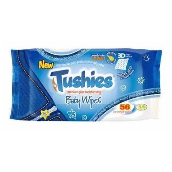 TUSHIES PREMIUM MOISTURISING BABY WIPES 56 WIPES. BWTPPL56-U