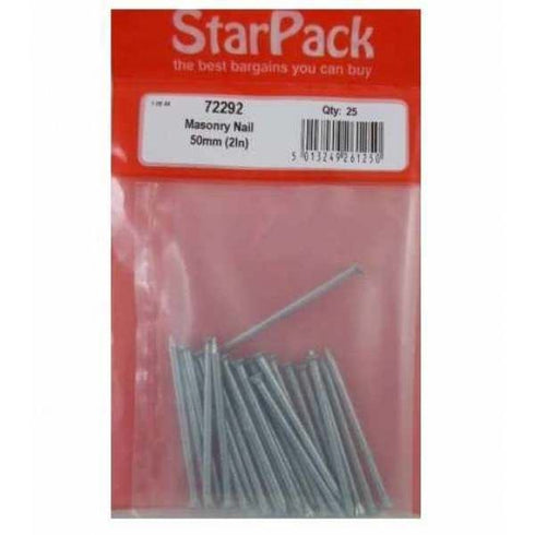 Masonry Nails 50mm - Durable STAR PACK 20 Nails for Construction