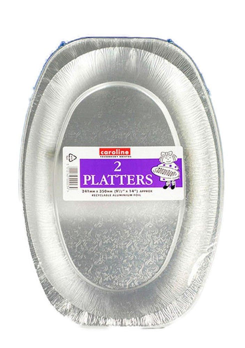 Embossed Foil Platters - Caroline 14 Inch Oval 2 Pack CVN1070