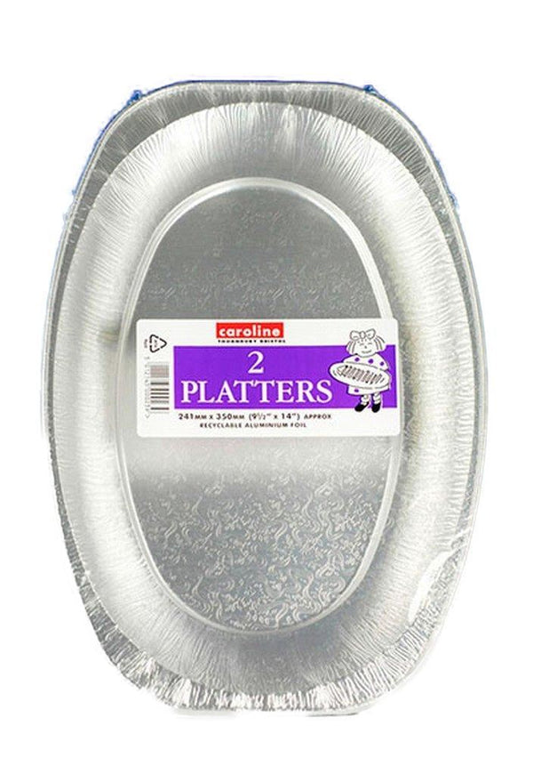 Embossed Foil Platters - Caroline 14 Inch Oval 2 Pack CVN1070