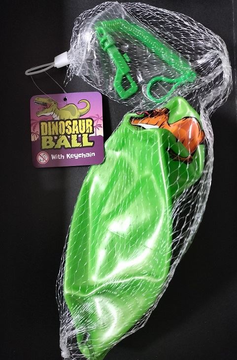 KANDY TOYS INFLATABLE DINOSAUR BALL WITH KEYRING - 3 ASS COLOUR. TY6857