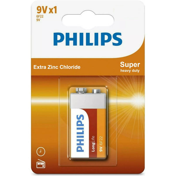 9V Zinc Chloride Battery - PHILIPS 6F22 Extra Long Life