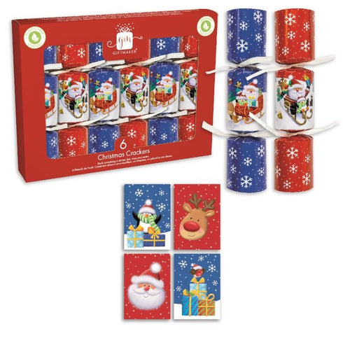 GIFTMAKER CHRISTMAS CRACKERS 6/PK - SANTA & FRIENDS. XAPGS100