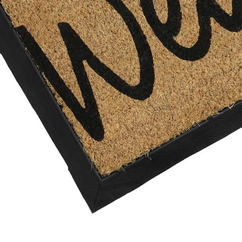 Coir Welcome Doormat - JVL Granite Rubber Tray Base 40x70cm